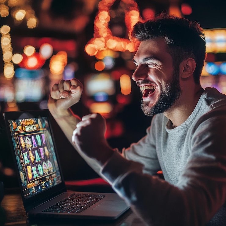 Treasure slot game showing reel layout with gems and gold symbols